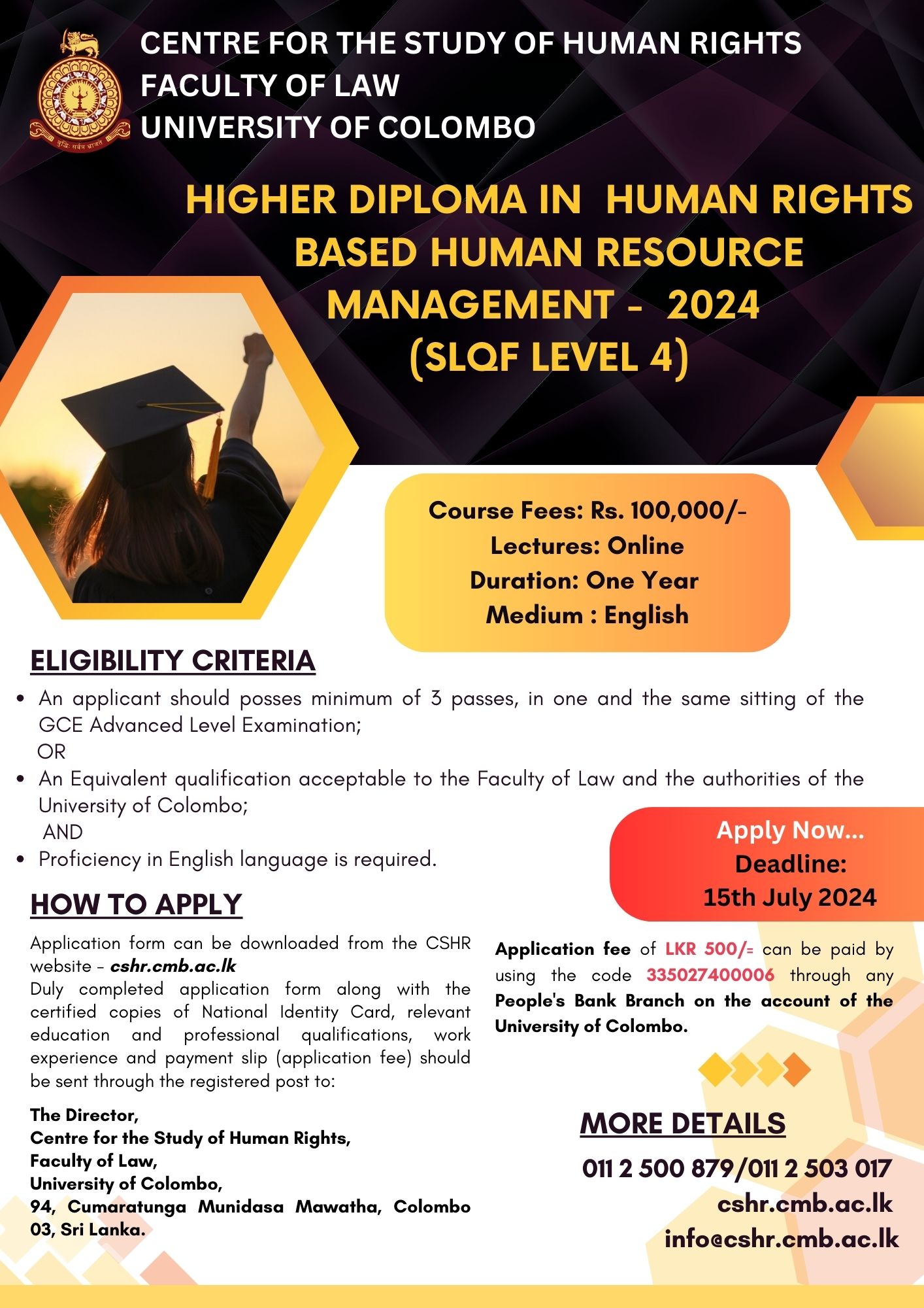 Higher Diploma In Human Rights Based Human Resource Management Centre