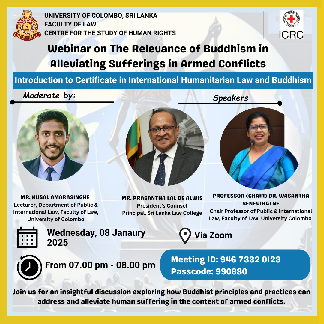 Webinar on The Relevance of Buddhism in Alleviating Sufferings in Armed Conflicts